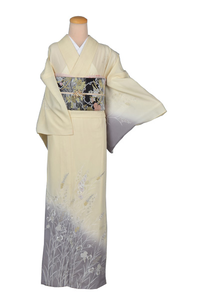 絽訪問着(クリーム・秋草)