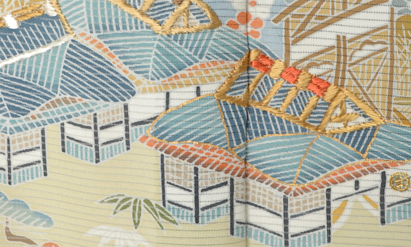 絽訪問着[新橋色に茶屋辻模様]