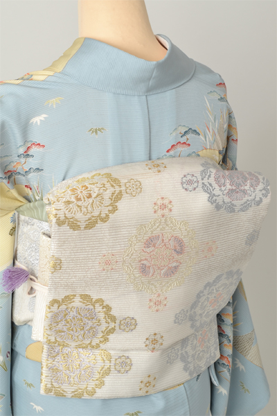 絽訪問着[新橋色に茶屋辻模様]