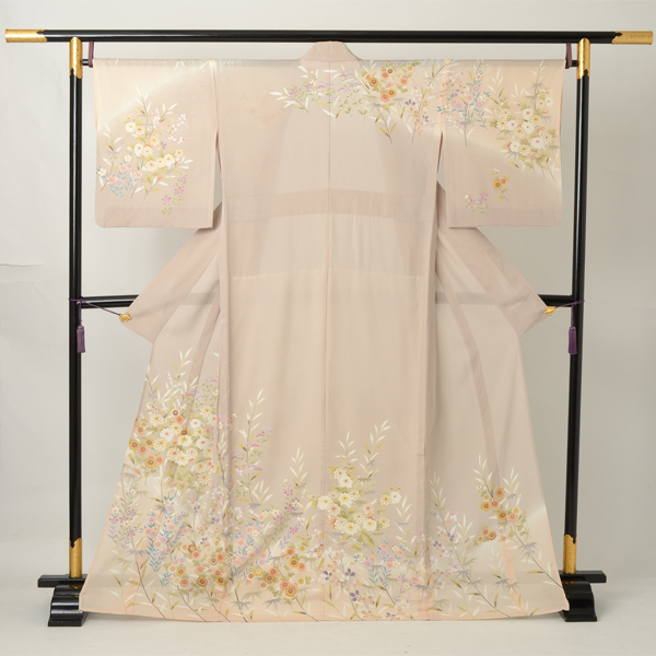 絽訪問着[霞色地に秋草模様]