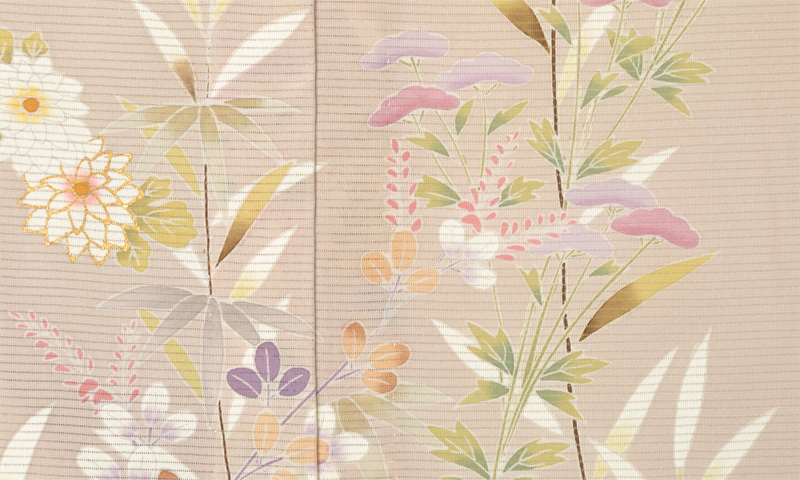 絽訪問着[霞色地に秋草模様]