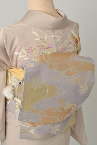 絽訪問着[霞色地に秋草模様]