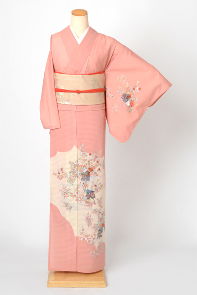 絽訪問着[花と牛車]