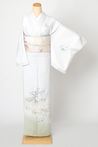 絽訪問着[水辺に花]