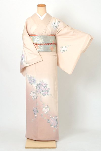 絽縮緬訪問着(ベージュ・花)