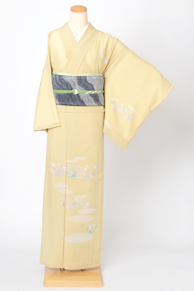 絽訪問着[雨・紫陽花]