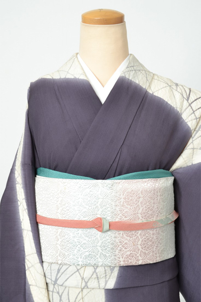 紬[紫と白染め分け]