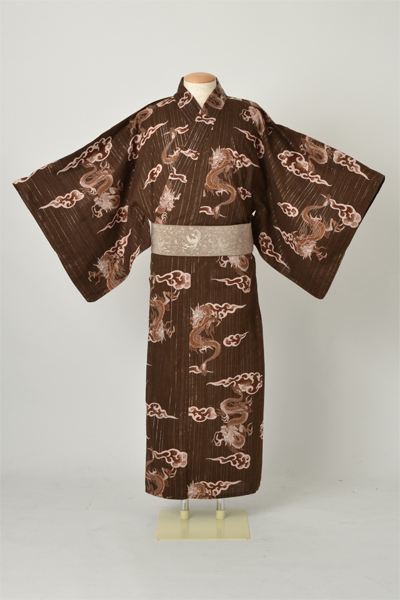 浴衣[169-177cm]こげ茶・雲竜