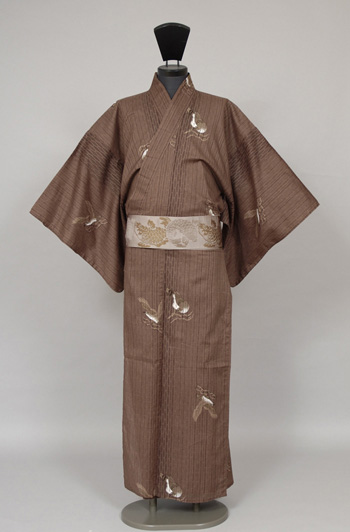 浴衣[167-175cm]こげ茶・鳥