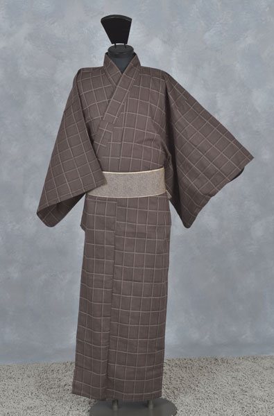 浴衣[158-166cm]こげ茶・格子