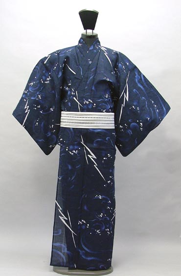 浴衣[162-170cm]紺・稲妻