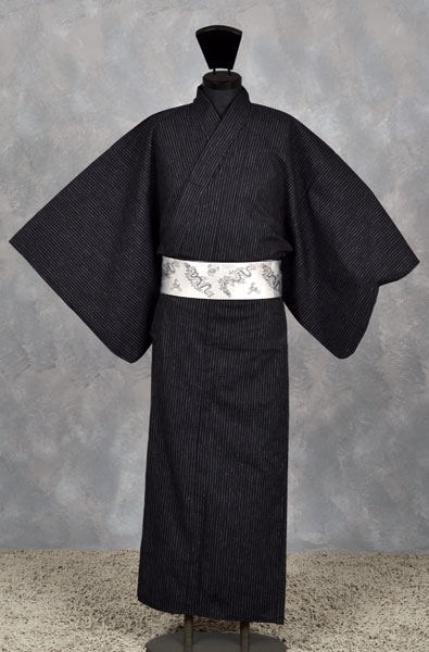 浴衣[155-163cm]黒・縞