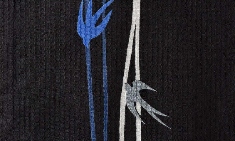 浴衣［170-178cｍ］黒地のつばめ模様