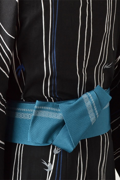 浴衣［170-178cｍ］黒地のつばめ模様