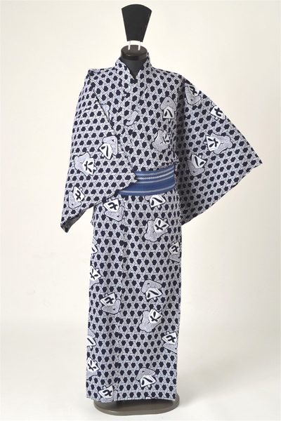 浴衣［167-175cｍ］藍地に篭目模様