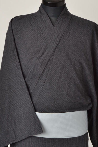 浴衣［168-176cｍ］グレイの縞模様