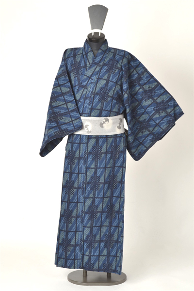 浴衣［165-173cｍ］藍色の抽象柄