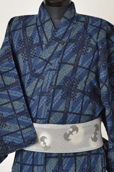 浴衣［165-173cｍ］藍色の抽象柄