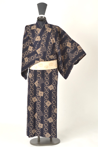 浴衣［165-173cｍ］紺地の子持ち吉原模様