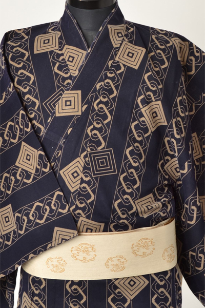 浴衣［165-173cｍ］紺地の子持ち吉原模様