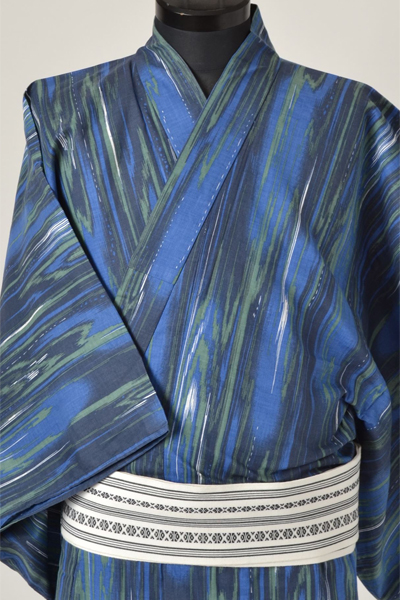 浴衣［164-172cｍ］青色の木目模様