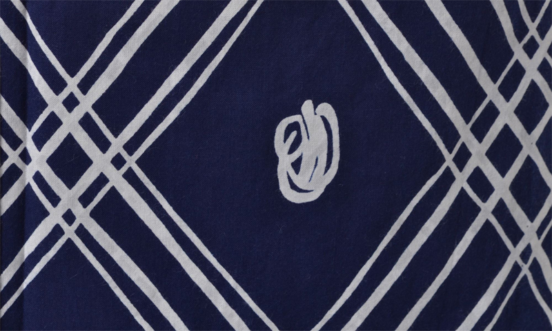 浴衣［169-177cｍ］藍地の斜め格子