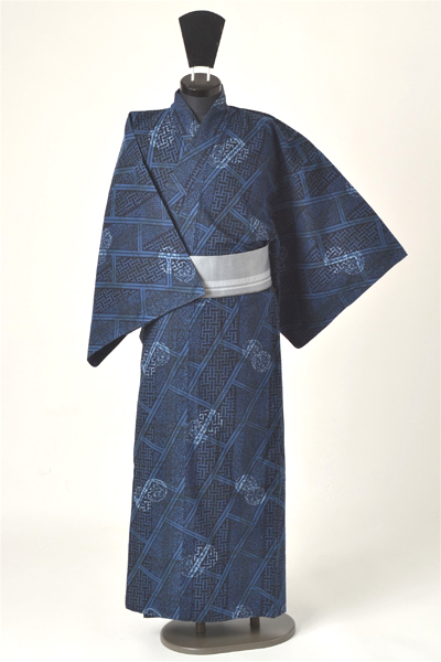 浴衣［166-174cm］藍地の篭目模様