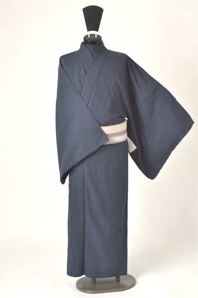 浴衣［180-190cｍ］紺地の細縞模様