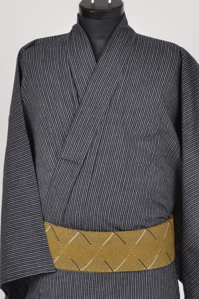 浴衣［177-185cｍ］黒白の縞模様