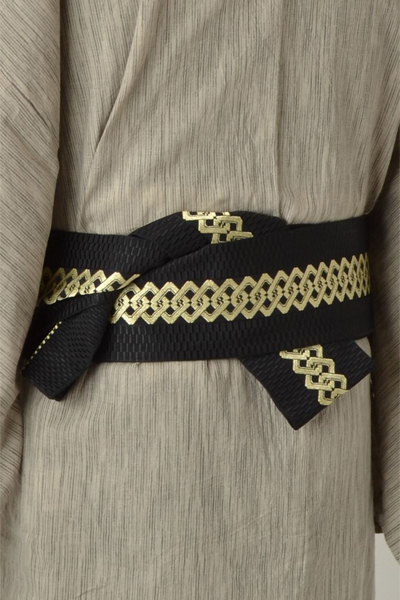 浴衣［170-178cｍ］ベージュ地にグレーの細縞模様