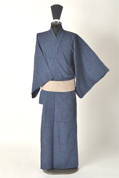 浴衣［171-179ｃｍ］はなだ色の竪縞模様