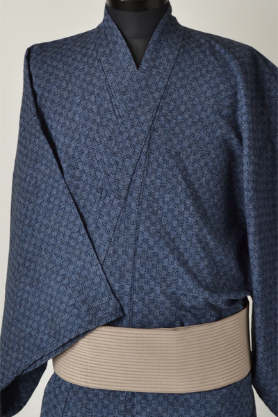 浴衣［171-179ｃｍ］はなだ色の竪縞模様