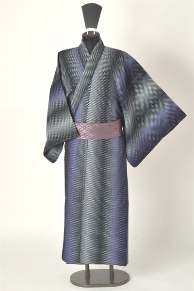 浴衣［161-169cｍ］紺紫の菱型模様