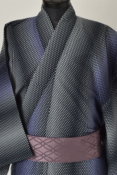 浴衣［161-169cｍ］紺紫の菱型模様