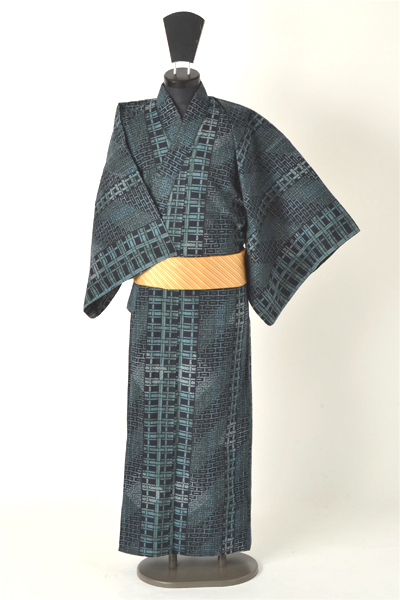 浴衣［166-174cｍ］紺地の組み模様