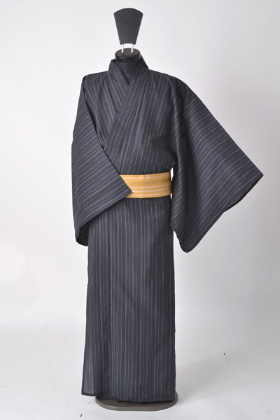 浴衣［181-189cm］ダークグレイの縞模様