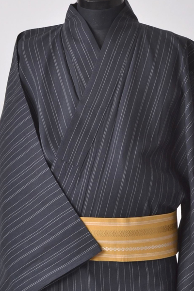 浴衣［181-189cm］ダークグレイの縞模様