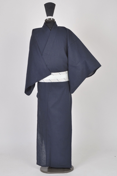 浴衣［175-183cm］紺青色の縞模様