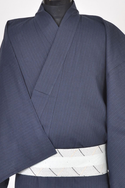 浴衣［175-183cm］紺青色の縞模様