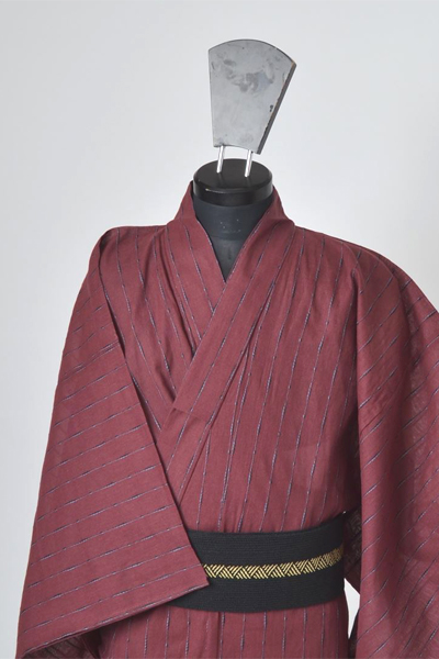 浴衣［161-169cm］臙脂の縞模様