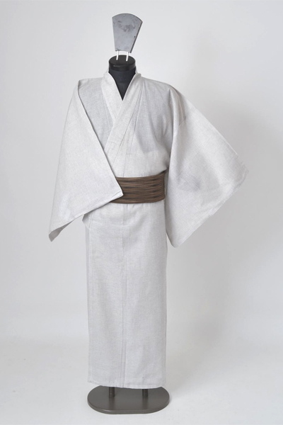 浴衣［165-173cm］白地の蚊絣模様