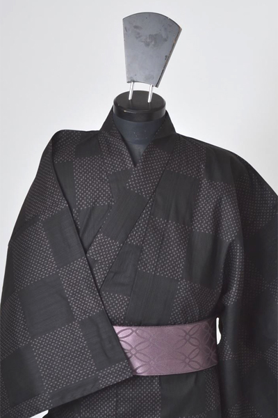 浴衣［171-179cm］黒地の市松模様