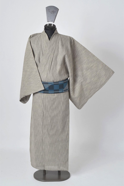 浴衣［167-175cm］深川鼠地の細縞模様