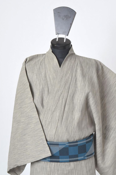 浴衣［167-175cm］深川鼠地の細縞模様