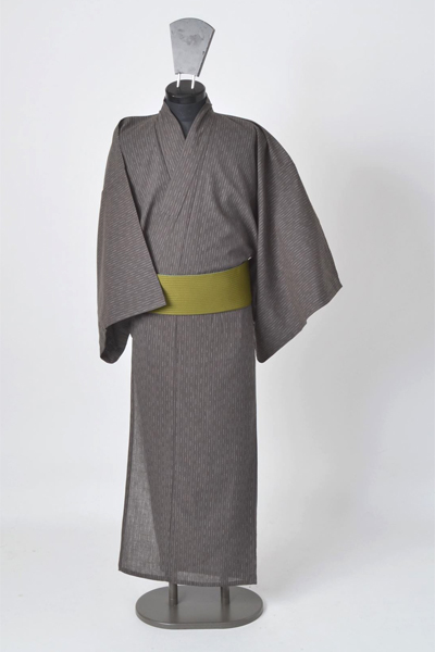 浴衣［163-171cm］苔色地の線模様