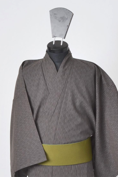 浴衣［163-171cm］苔色地の線模様