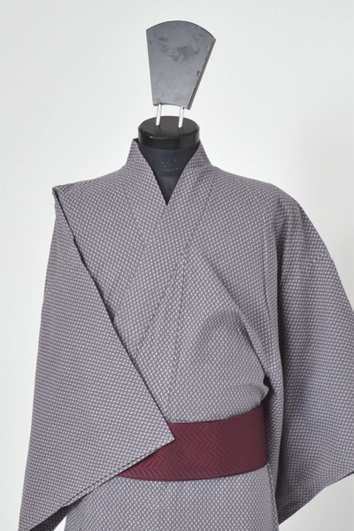 浴衣［160-170cm］グレー地の絣模様