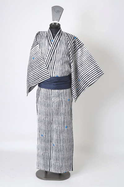 浴衣［167-175cm］白地の縞模様