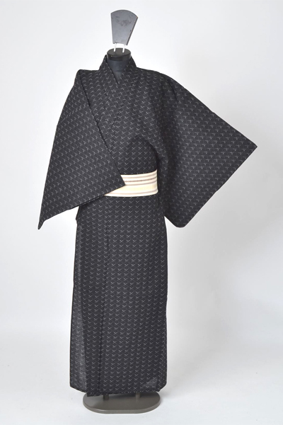 浴衣［173-181cm］黒地の十字絣模様