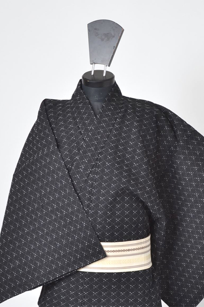 浴衣［173-181cm］黒地の十字絣模様